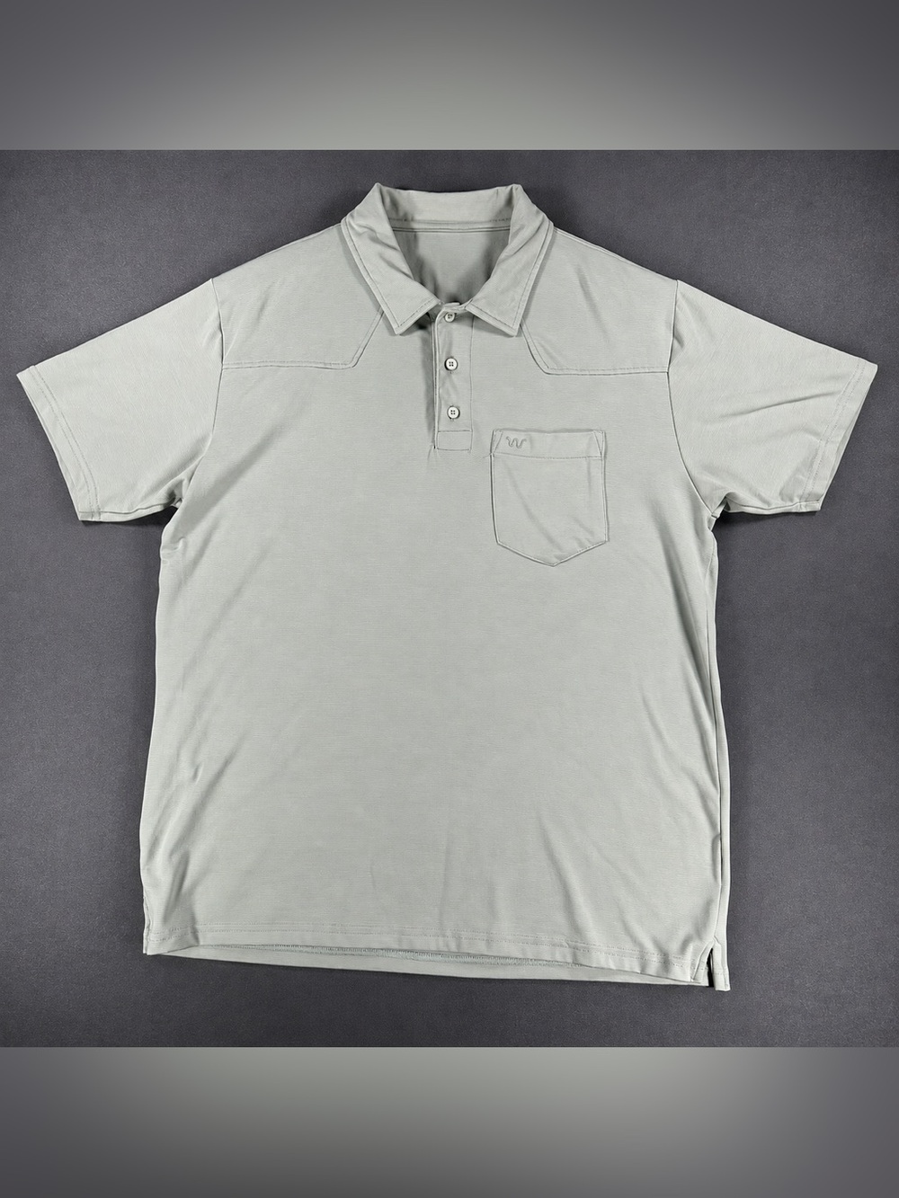 King Ranch Men’s Polo Shirt Gray Green Western Yoke Pocket Short Sleeve XL
